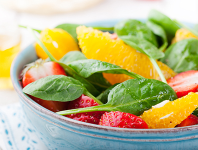 Spinach, Orange And Strawberry Salad With Honey Lime Dressing